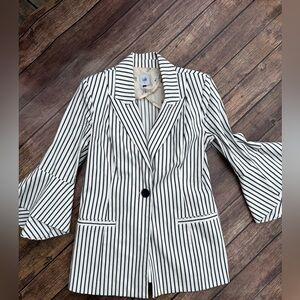 CAbi Navy and White Striped Blazer